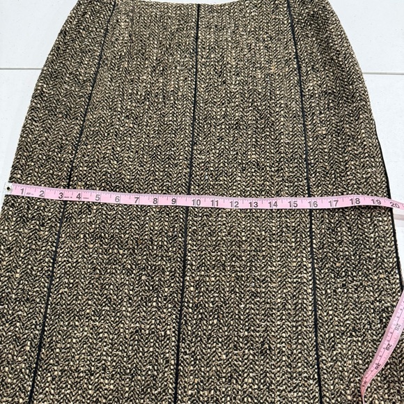 Talbots Wool Blend Skirt A-line Tweed Piping Black & Tan Midi Women’s Size 8 - Picture 7 of 12